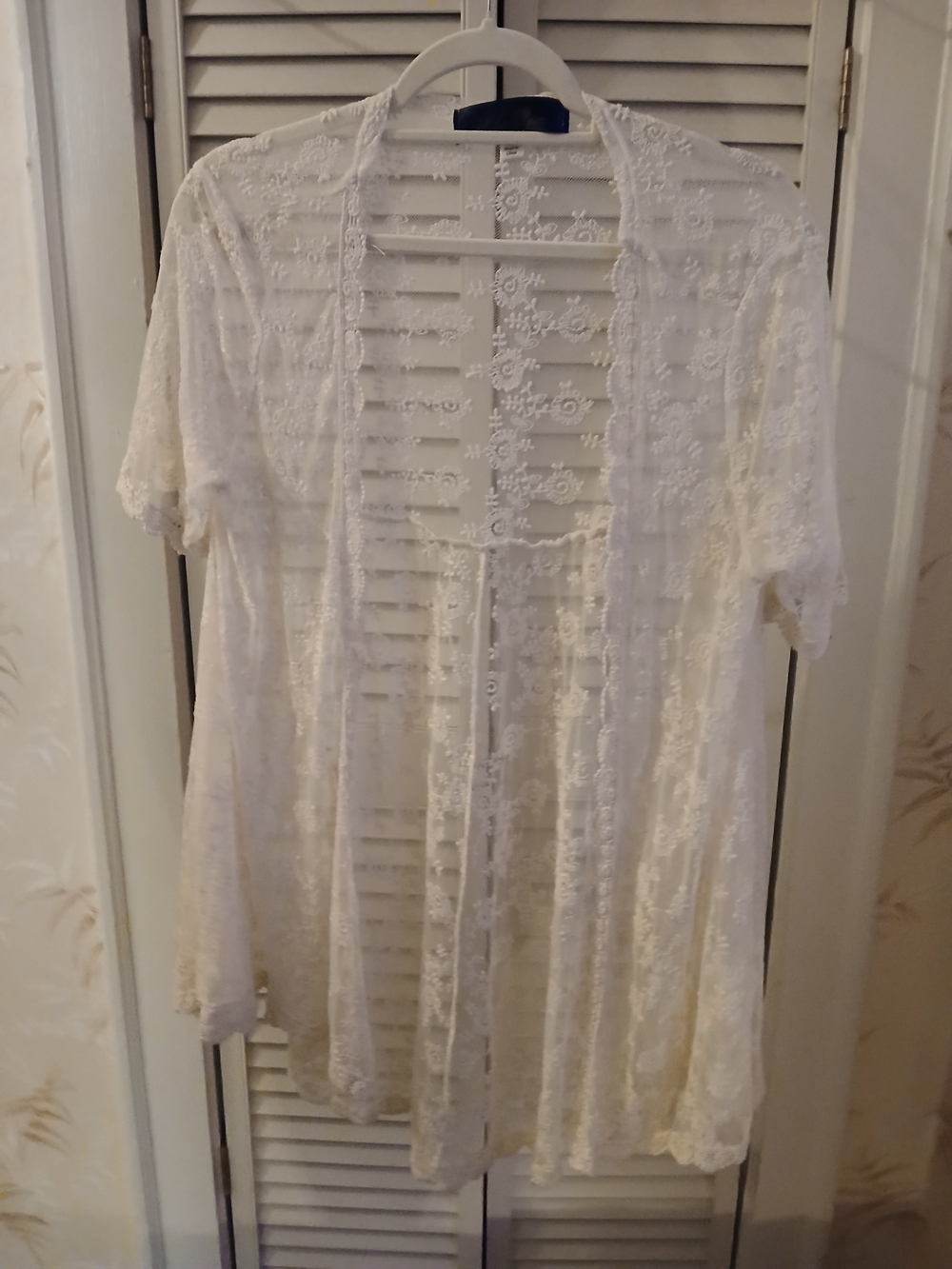 Women’s White Lace Open-Front Top